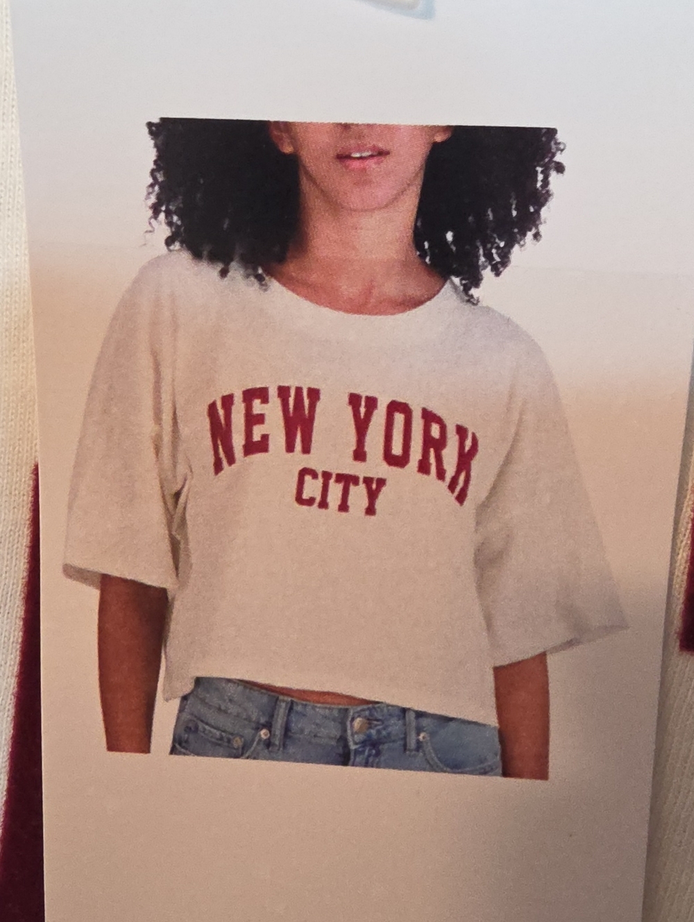 Aeropostale New York City Cropped Tee - White with Red Lettering In Large